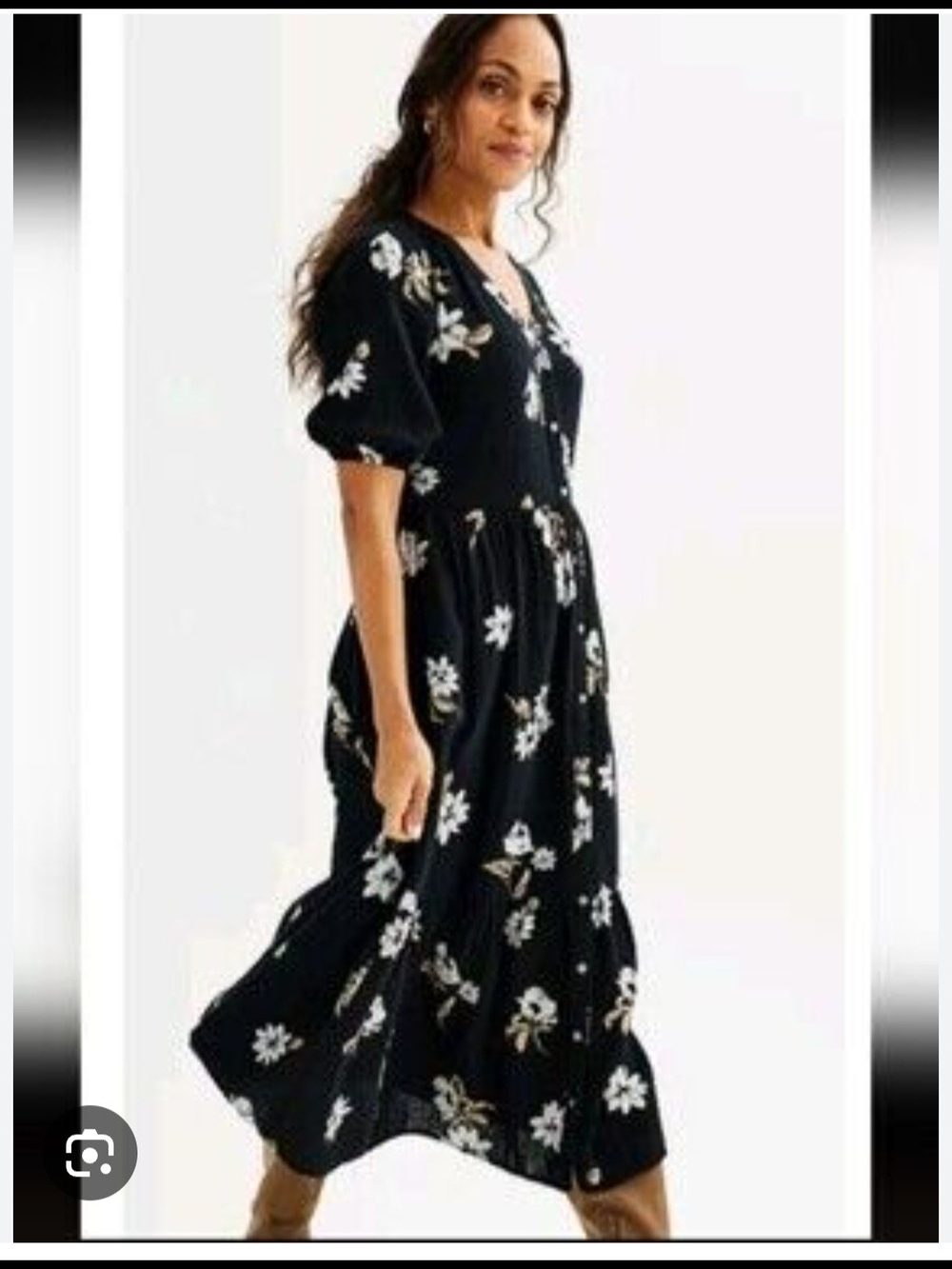 Sonoma Black Maxi Dress with White Floral Print